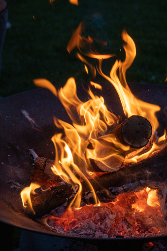 Barbecue fire in the bowl