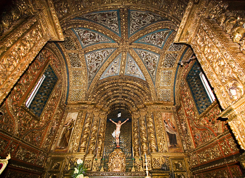 São Vicente church, Bragança ,Portugal.  Public free access. Decorated inside,  crucifix, dome.