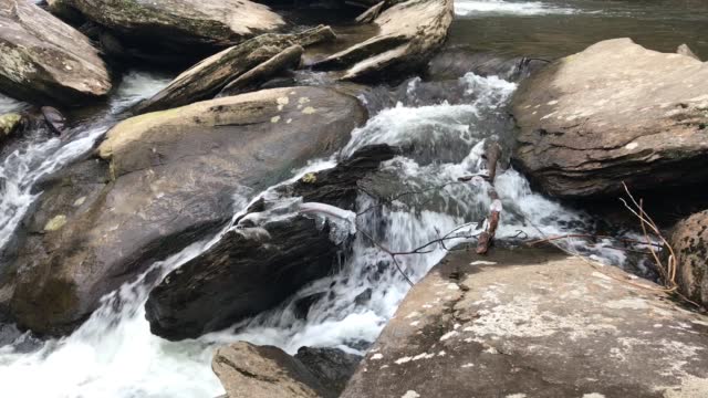 Waterfalls in winter on Appalachian stream in the blue ridge mountains