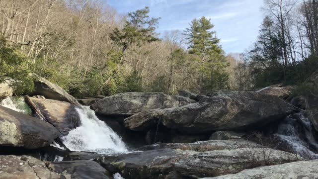 Waterfalls in winter on Appalachian stream in the blue ridge mountains
