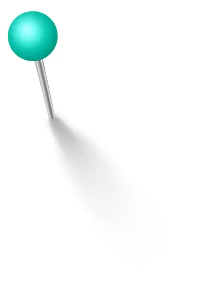 Vector illustration of Sewing pin with shadow. Realistic color ball needle