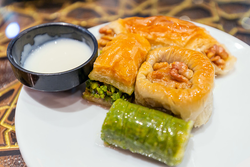 Several types of baklava on a plate