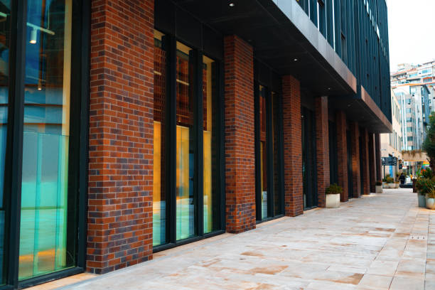 istock Elegant red brick building with big windows 1441983192