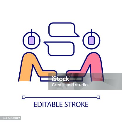 istock Conversational podcast format RGB color icon 1441983409