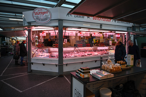 Duesseldorf, November 16, 2022 - Carlsplatz market Düsseldorf's old town.