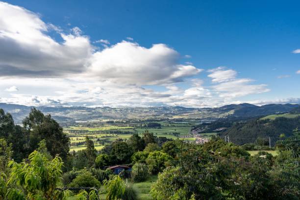 istock Panoramic and rural landscape with blue sky in Nemocon, Cundinamarca. 1441983693