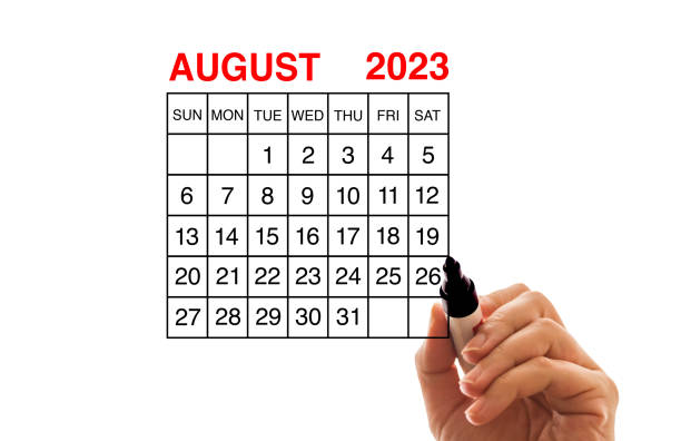 istock 2023 calendar August on white background 1441983988