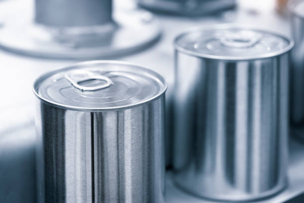 istock Industrial machine used in canning jar production. A close-up view. 1441984880