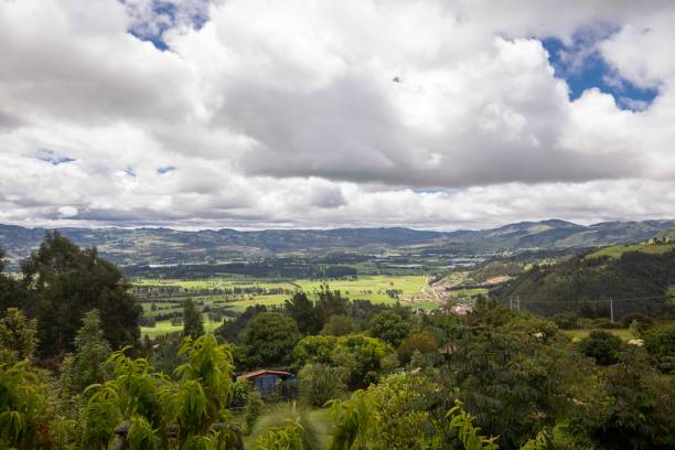 istock Panoramic and rural landscape with blue sky in Nemocon, Cundinamarca. 1441985323