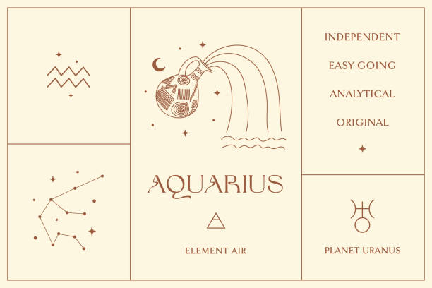 Wassermann Sternzeichen Design Illustrationen. Esoterisches Vektorelement, Symbol – Vektorgrafik