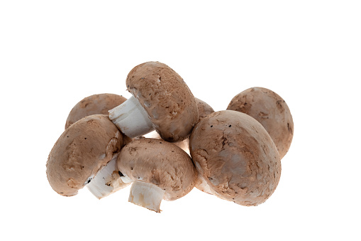 Fresh Chestnut Mushrooms on White background