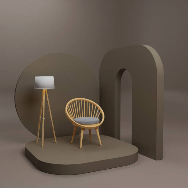 istock 3D rendering wood chair on brown background 1441993298