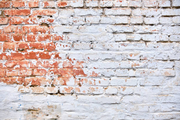 fondo. pared de ladrillo blanco - retro revival pattern masonry old fotografías e imágenes de stock