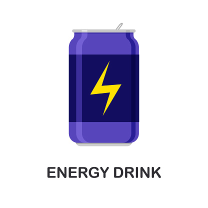Energy drink can icon. Carbonated non-alcoholic water. Vector illustration in trendy flat style isolated on white background.