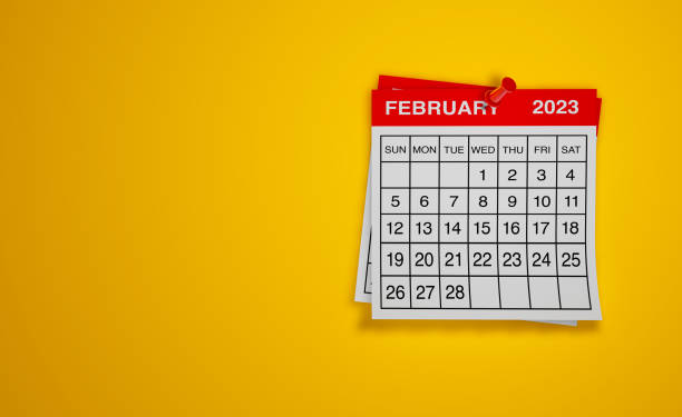 istock February 2023 calendar on yellow background 1441998658