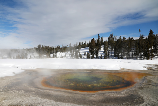 Thermal Pool in Upper Geyser Basin in Winter\nYellowstone National Park