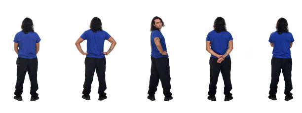 istock back view of same man various poses view with sportswear turned on white background 1442000283
