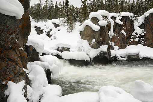 Winter Landscape along Firehole River in Yellowstone National Park
