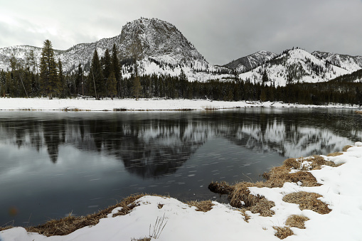 Winter Landscape along Madison Rivier in Yellowstone National Park