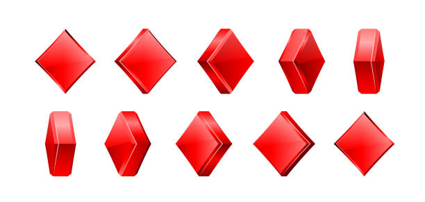 istock Set of Diamonds suit cards. The suit of playing cards is rotated at different angles. 3d Vector 1442001251