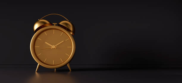 istock Golden vintage alarm clock 1442005090