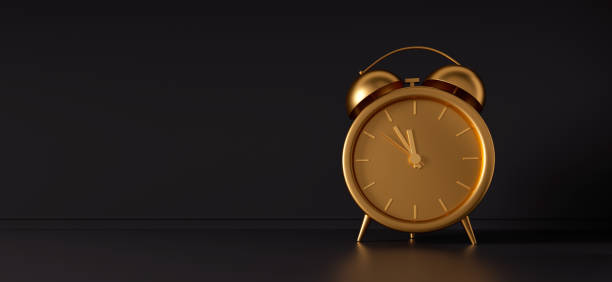 istock Golden vintage alarm clock 1442005104