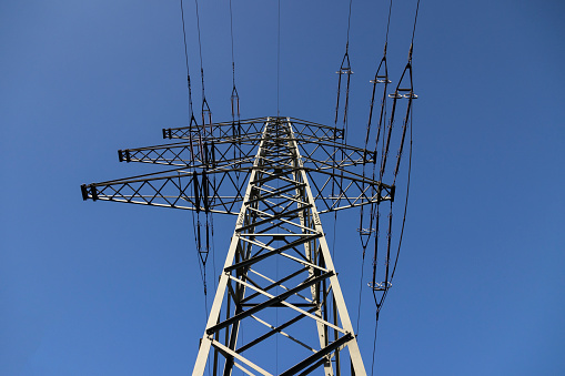 Electricity pylons in bright red color