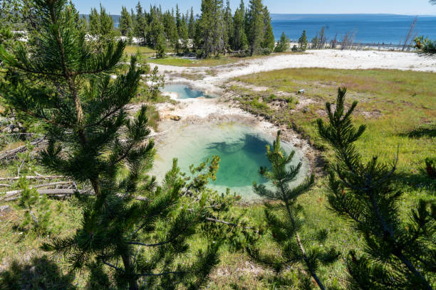 Bluebell Pool, in the West Thumb Geyser Basin in Yellowstone National Park stock photo