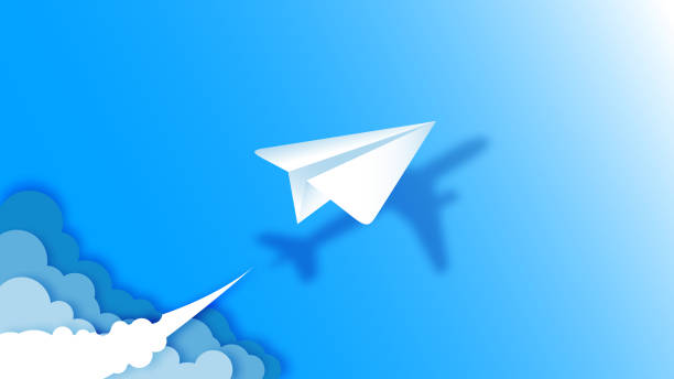 White origami paper plane in the sky with colorful clouds. Flat design. Blue background. Vector illustration. White origami paper plane in the sky with colorful clouds. Flat design. Blue background. Vector illustration. runway condition stock illustrations