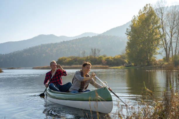istock Excursions in canoes on the lake. 1442010710