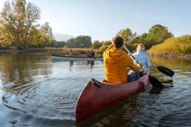 istock Excursions in canoes on the lake. 1442011101