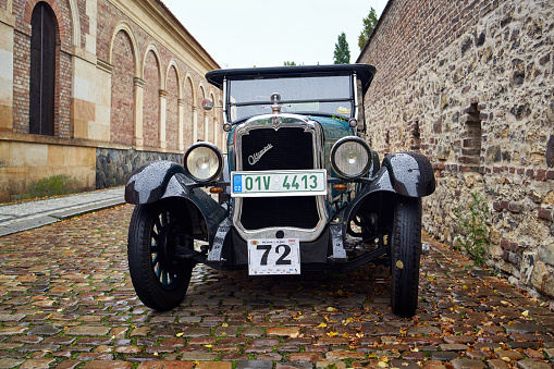 PRAGUE, CZECH REPUBLIC - OCTOBER 1, 2022: Vintage Oldsmobile car at the Prazska Noblesa event