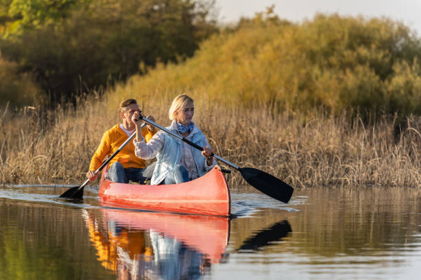istock Excursions in canoes on the lake. 1442012296