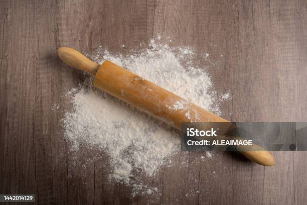 Rolling Pin Stock Photo - Download Image Now - Rolling Pin, Baking, Directly Above