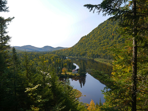 Great View of River and Mountains in Jacques-Cartier National Park