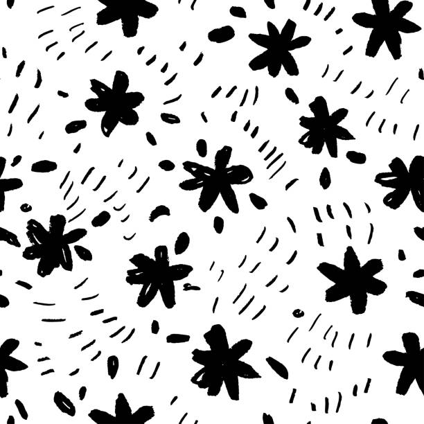 illustrations, cliparts, dessins animés et icônes de fleurs de style enfantin motif sans couture avec de minuscules points. - spotted natural pattern herb flower