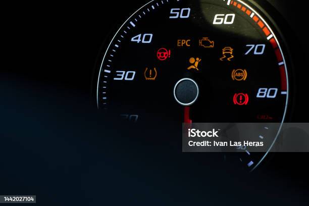 Car All Error Errors On Car Dashboard With Screen Close Up View Stock Photo ...