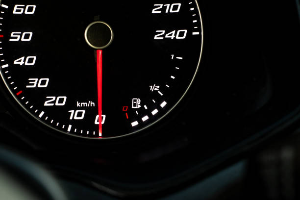 control panel of a car. speedometer. fuel gauge.