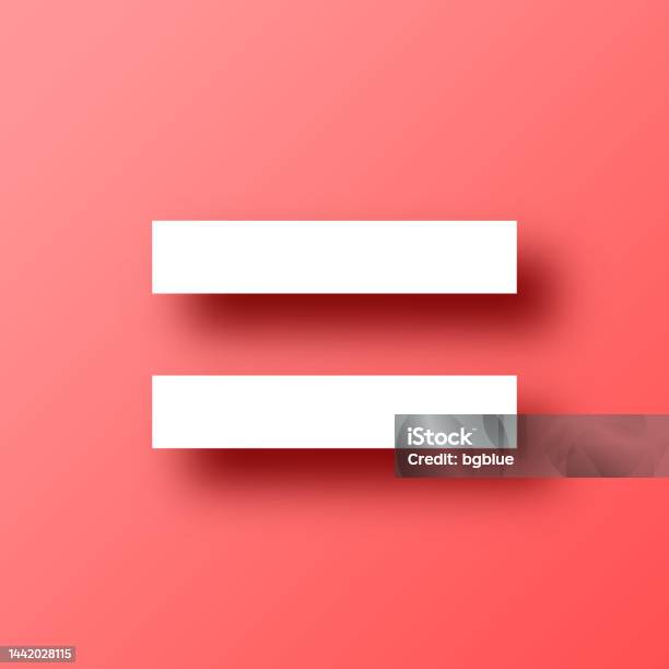 Equal Sign Icon On Red Background With Shadow Stock Illustration - Download Image Now - Equal Sign, Equality, Symbol