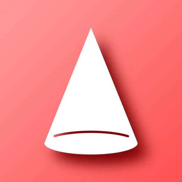 Vector illustration of Cone. Icon on Red background with shadow