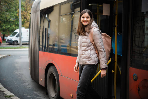 istock Young woman traveling by bus 1442032874