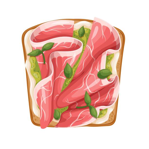 тост прошутто - antipasto prosciutto italian culture ham stock illustrations