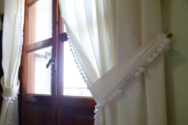 istock Window and curtain in a hotel room 1442034476
