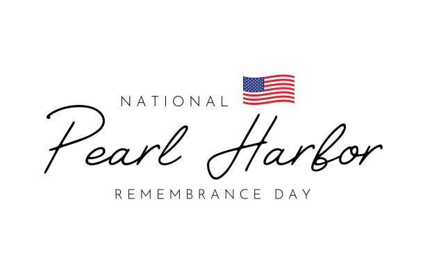 karta z napisami pearl harbor remembrance day, tło. wektor - pearl harbor stock illustrations