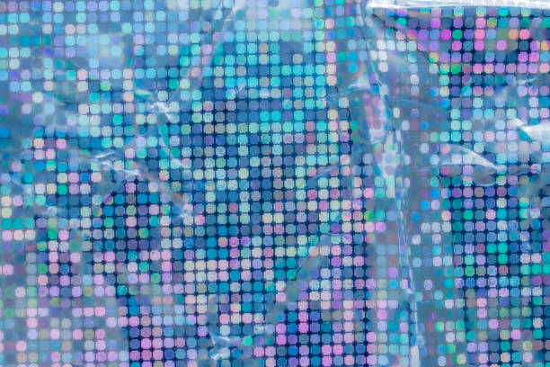 istock Holographic rainbow foil iridescent texture abstract hologram background 1442039558