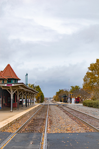 looking down the tracks at the historic downtown Manassas train station