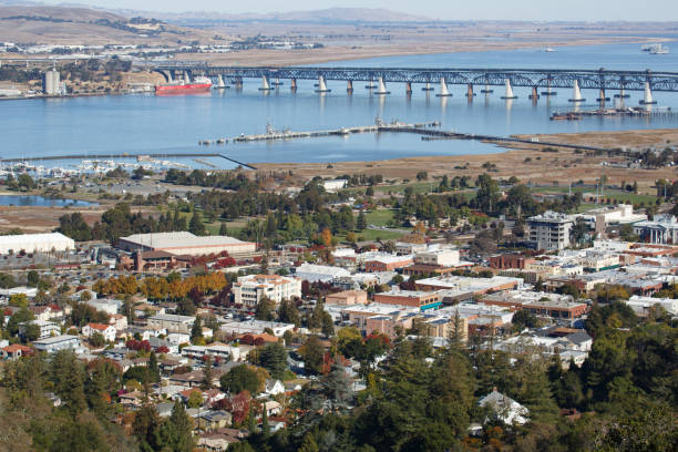 City of Martinez and the Carquinez Strait An image of the city of Martinez California as well as the Carquinez Strait and the Beneica/Martinez Bridge. contra costa county stock pictures, royalty-free photos & images