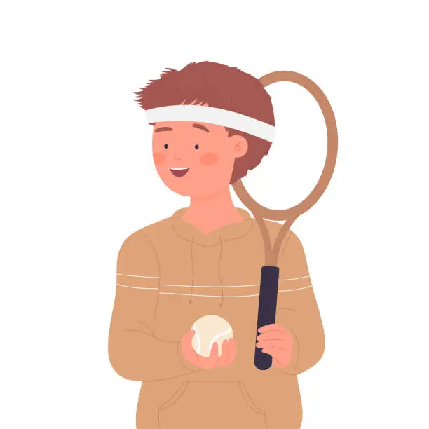 Vector illustration of Tennis sport little boy