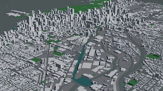 3D illustration of Baltimore mass building
