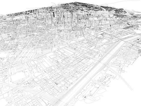 simplified map of the city of Tampa aerial view. 3d rendering